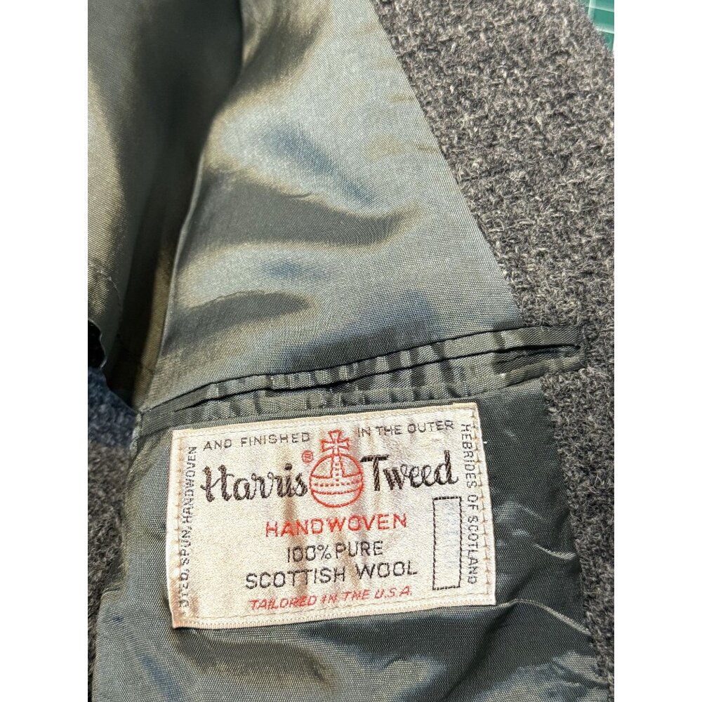 Harris Tweed Men's Handwoven Scottish Wool Blazer Jacket - Grey L - Picture 4 of 5